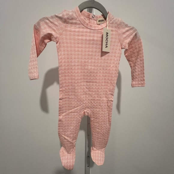 Cozy Pink Waffle Footie One Piece - Picture 3 of 4